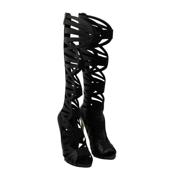 Guess Abay Womens Black Leather Fashion Knee-high Boots