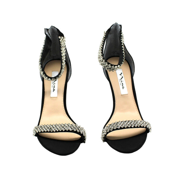 Nina BLACK LUSTER SATIN Women S Vauna Evening Sandals&nbsp