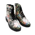 Kaedy Womens Faux Leather Lugged Sole Combat &amp; Lace-up Boots