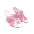 Bar III Womens Pink Translucent Comfort Cherr Square Toe Flare Slip on Heeled Sandals