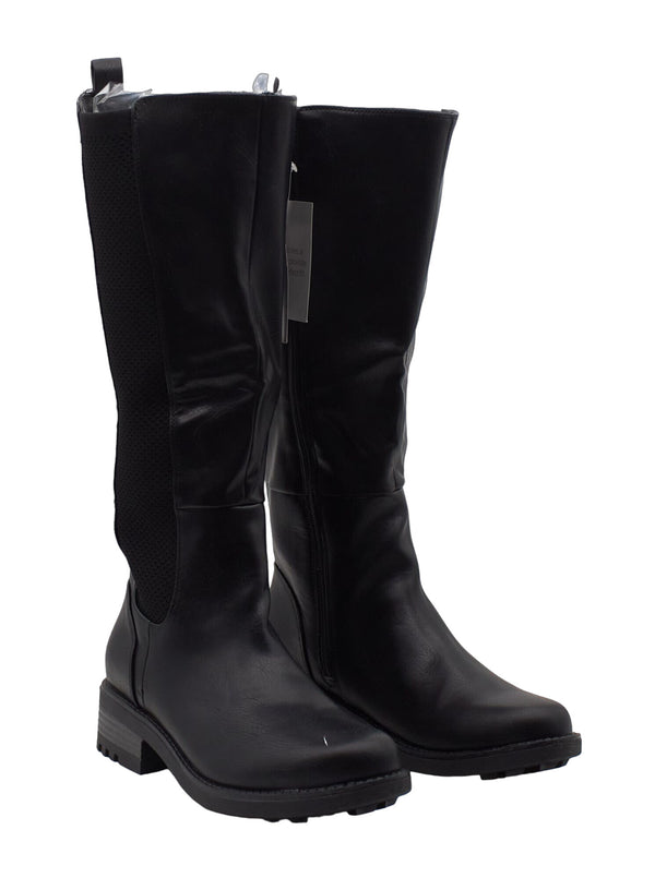 LifeStride Womens Kent Faux Leather Knee-High Boots Black 8 Wide