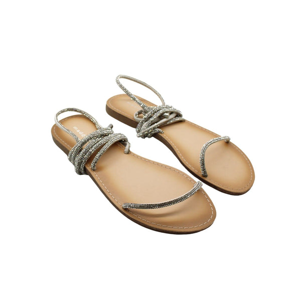 Madden Girl Womens Silver Wrapping Ankle Rhinestone Strappy Ariela Round Toe Wedge Lace-up Sandals&nbsp
