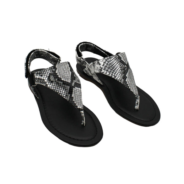 JANE AND THE SHOE Womens Faux Leather Snake Print Thong Sandals