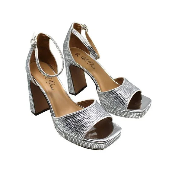 Wild Pair Hendryx Platform Bling Sandals| Sparkling Women's Shoes
